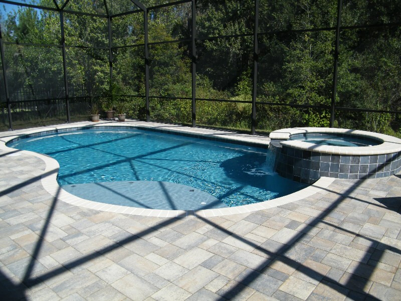 0160 - Freeform Pool and Raised Spa with Sunshelf
