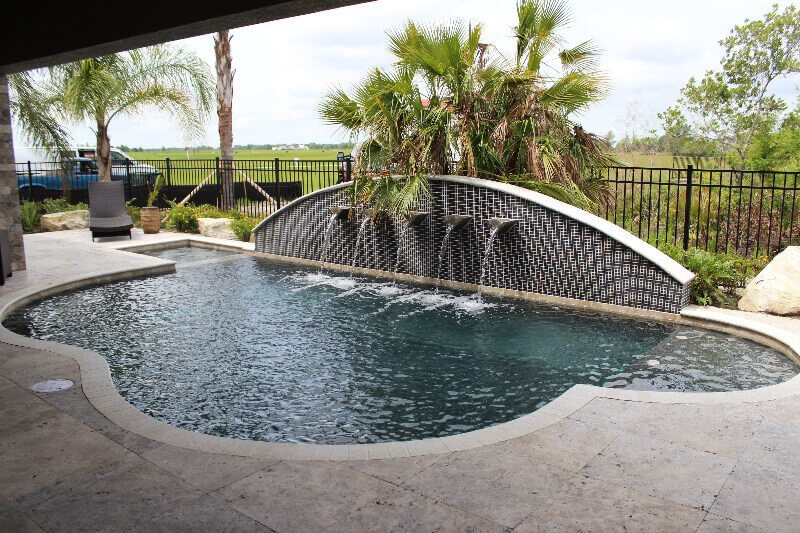 292 - Freeform Pool with Custom Raised Scupper Wall
