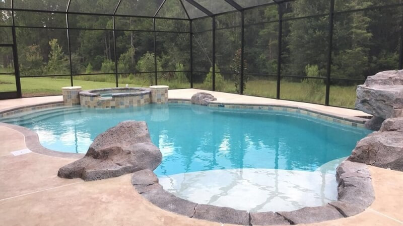 421 - Custom Freeform Pool with Sunshelf and Raised Spa