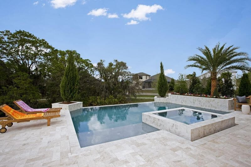 017 - Classic Sunshelf Pool with Raised Spa and Planters