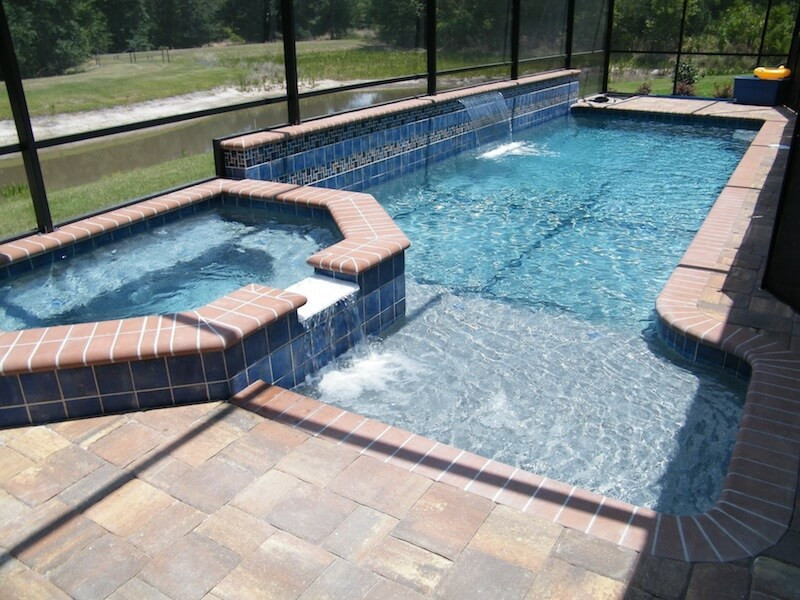 132 - Classic Sunshelf Pool with Raised Spa and Sheer Descent