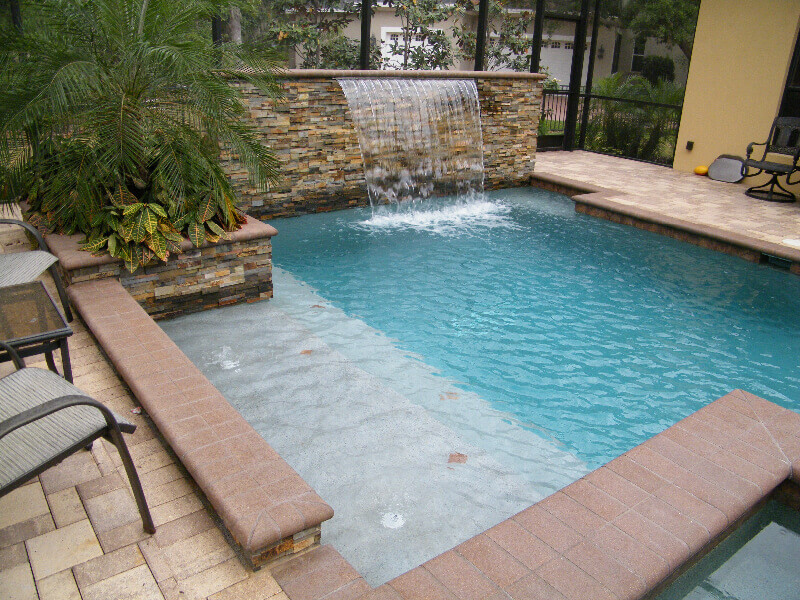 012 - Geometric Pool with Sunshelf and Raised Sheer Descent