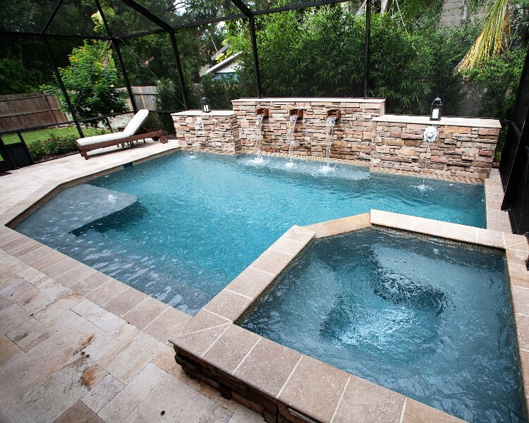 004 - Classic Pool and Spa with Raised Scupper Wall