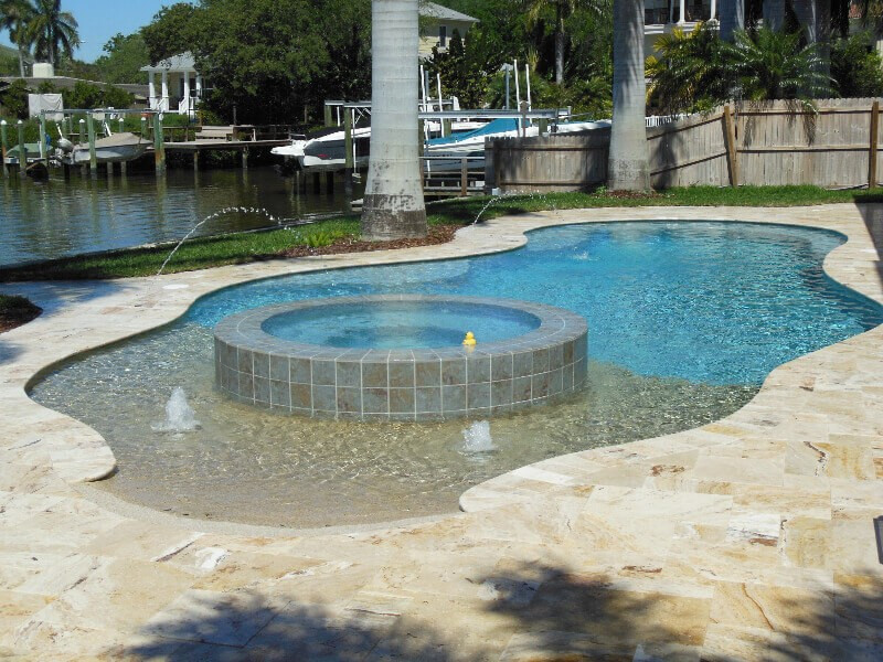 0300 - Freeform Beach Entry Pool with Raised Spa