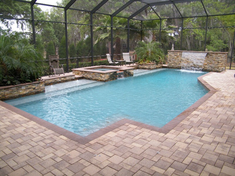 007 - Classic Pool and Raised Spa with Sunshelf and Sheer Descent Wall