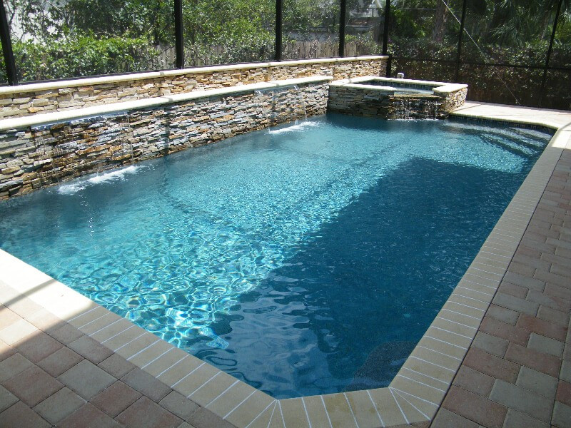 008 - Classic Pool with Raised Spa and Sheer Descent Wall