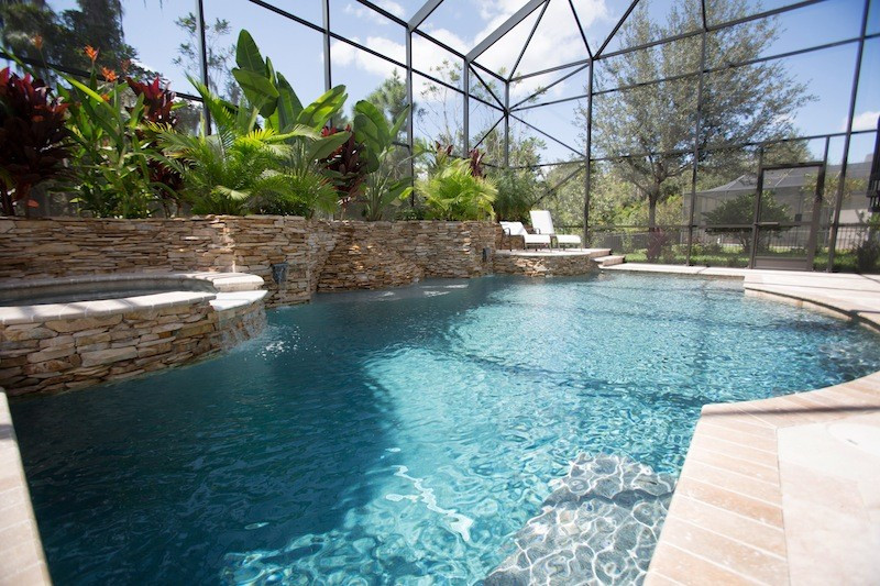 020 - Freeform Pool with Raised Spa and Landscape