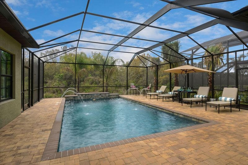 030 - Classic Covered Pool with Deck Jets and Raised Sheer Descent