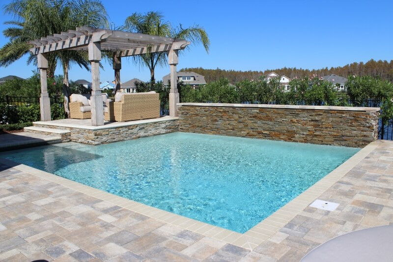1004 - Classic Pool with Raised Wall and Covered Outdoor Living Area
