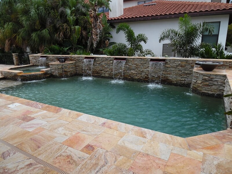 1020 - Classic Pool and Spa with Raised Scuppers and Water Bowls