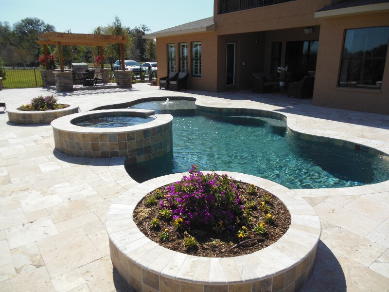 195 - Freeform Pool with Raised Spa and Planters