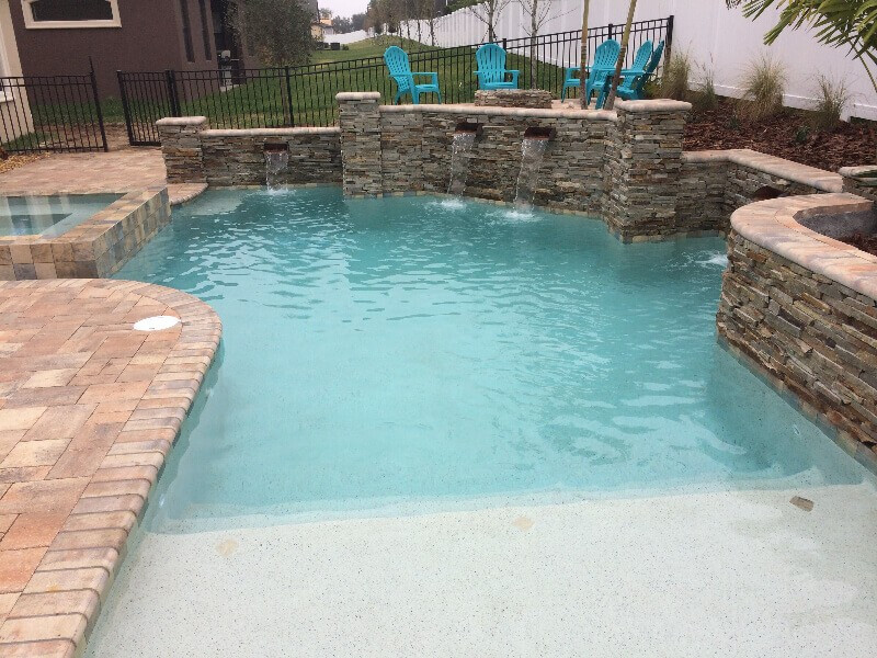 257 - Freeform Pool with Raised Wall and Spa