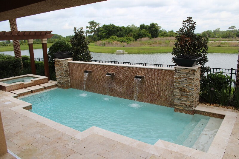 287 - Classic Pool and Spa with Raised Scupper Wall