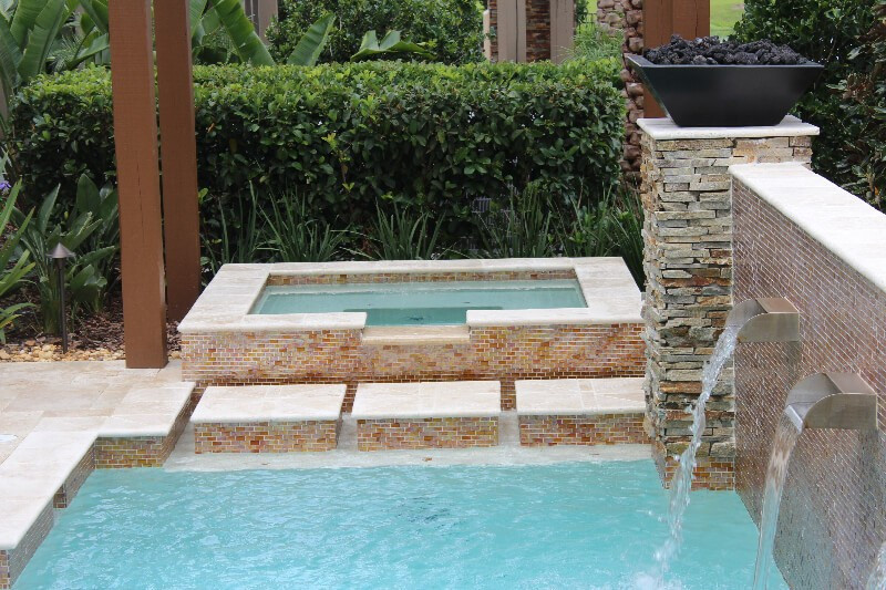 289 - Raised Square Spa with Stepping Stones
