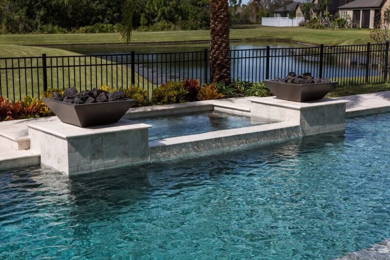 3003 - Square Spa with Fire Bowls