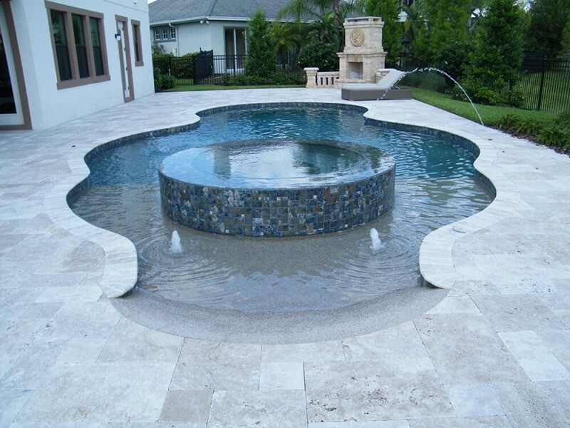 2006 - Freeform Pool with Beach Entry and Raised Spa