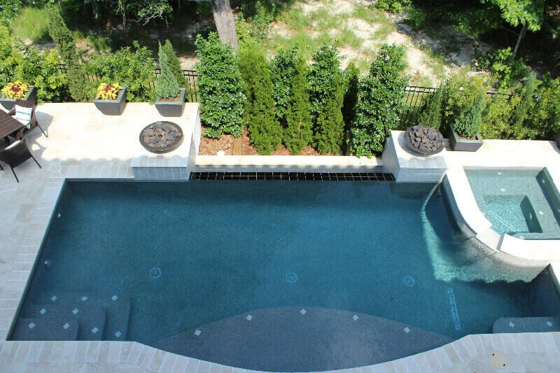 2004 - Overview of Freeform Pool and Spa with Water Bowls